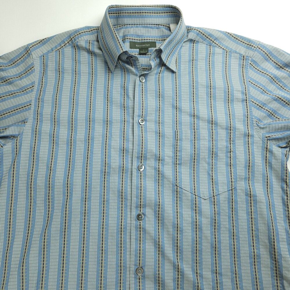 Large Ermenegildo Zegna striped button down long sleeve shirt multicolor